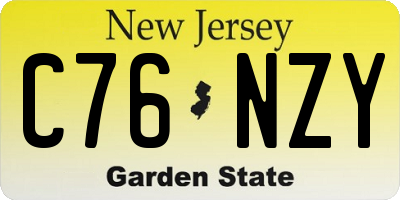 NJ license plate C76NZY