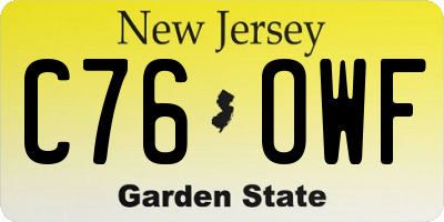 NJ license plate C76OWF