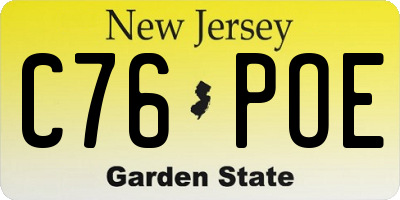 NJ license plate C76POE