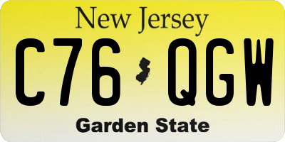 NJ license plate C76QGW