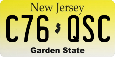 NJ license plate C76QSC