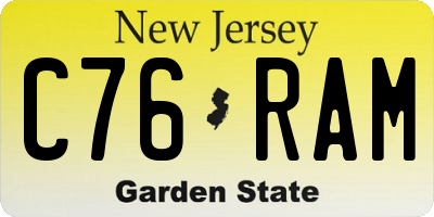 NJ license plate C76RAM
