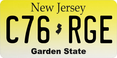 NJ license plate C76RGE