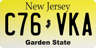 NJ license plate C76VKA