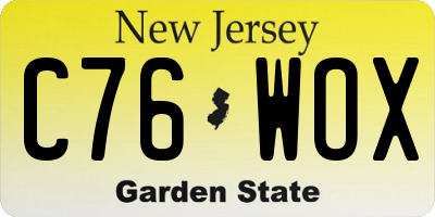 NJ license plate C76WOX