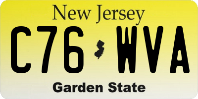 NJ license plate C76WVA