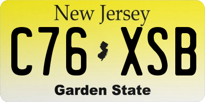 NJ license plate C76XSB