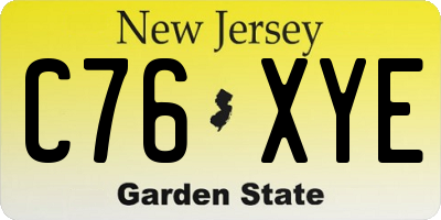 NJ license plate C76XYE