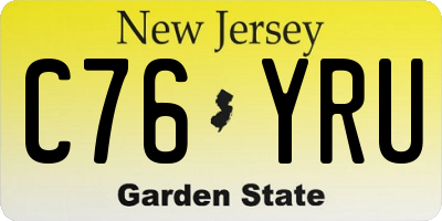 NJ license plate C76YRU