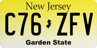 NJ license plate C76ZFV