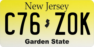 NJ license plate C76ZOK