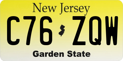 NJ license plate C76ZQW