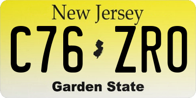 NJ license plate C76ZRO