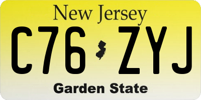 NJ license plate C76ZYJ
