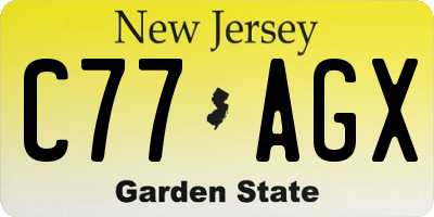 NJ license plate C77AGX