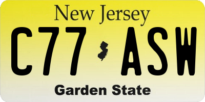NJ license plate C77ASW