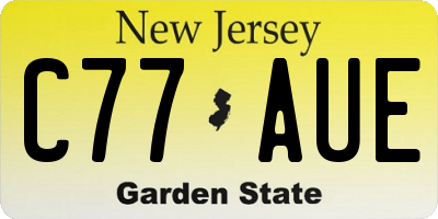 NJ license plate C77AUE