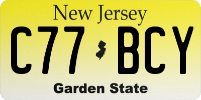 NJ license plate C77BCY