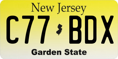 NJ license plate C77BDX