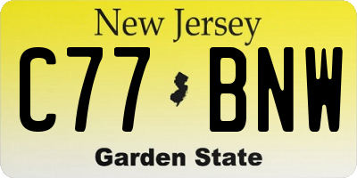 NJ license plate C77BNW