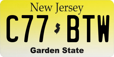 NJ license plate C77BTW