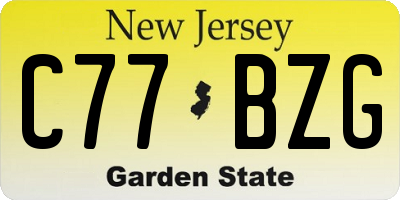 NJ license plate C77BZG