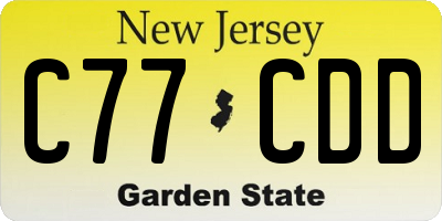 NJ license plate C77CDD