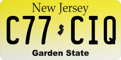 NJ license plate C77CIQ