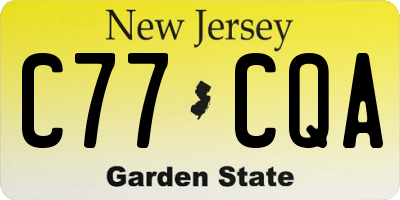 NJ license plate C77CQA