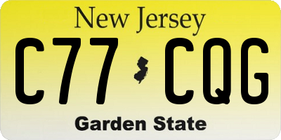 NJ license plate C77CQG