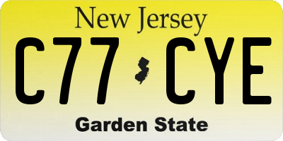 NJ license plate C77CYE