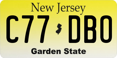 NJ license plate C77DBO