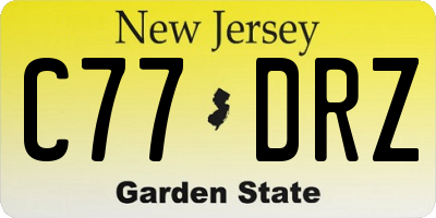 NJ license plate C77DRZ
