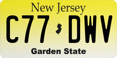 NJ license plate C77DWV