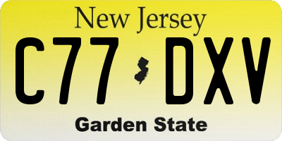 NJ license plate C77DXV