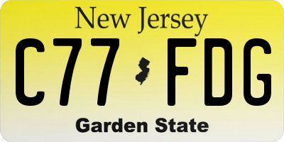 NJ license plate C77FDG