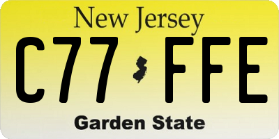 NJ license plate C77FFE