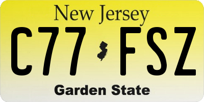 NJ license plate C77FSZ