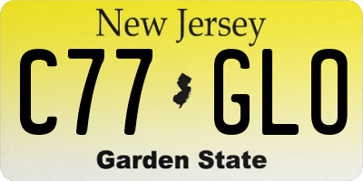 NJ license plate C77GLO