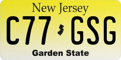 NJ license plate C77GSG