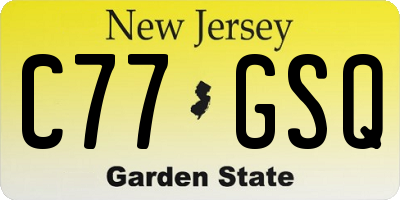 NJ license plate C77GSQ