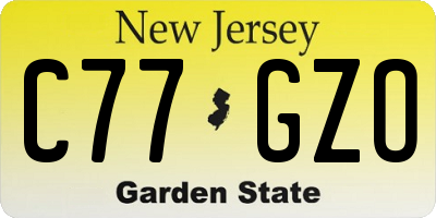 NJ license plate C77GZO