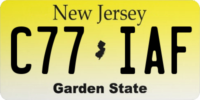 NJ license plate C77IAF