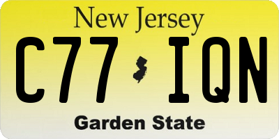 NJ license plate C77IQN