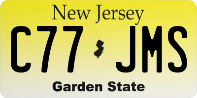 NJ license plate C77JMS