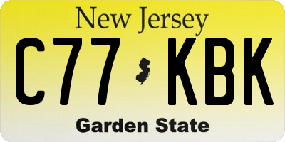 NJ license plate C77KBK