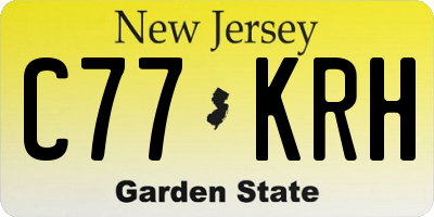 NJ license plate C77KRH