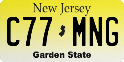 NJ license plate C77MNG