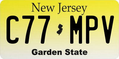 NJ license plate C77MPV