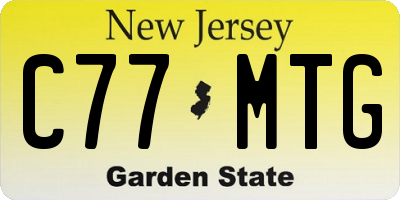 NJ license plate C77MTG